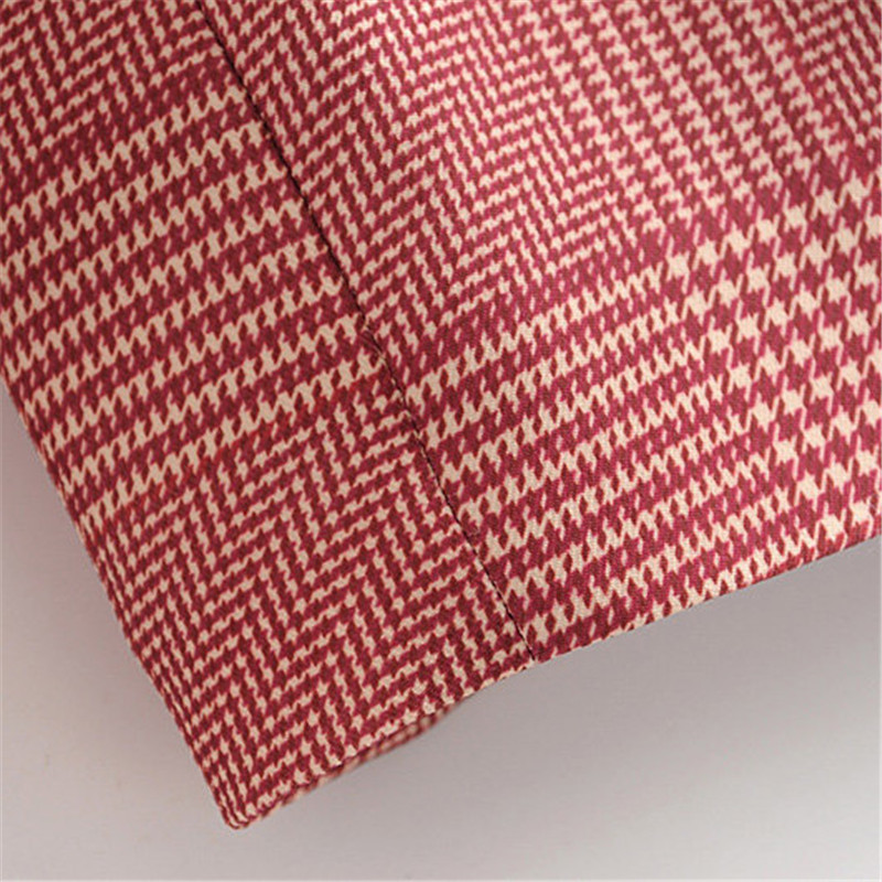 Women elegant houndstooth plaid Suit blazer Notched Collar long sleeve pockets red coat female office wear fashion tops 201102