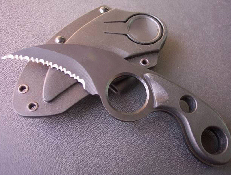 High Quality Karambit 440C Black Serrated Blade Full Tang ABS Plastic Handle Fixed Blades Claw Knives Tactical Knife With Kydex