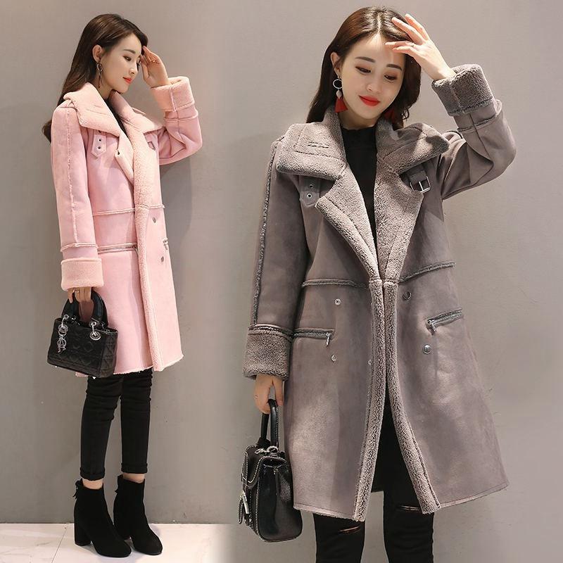 Winter Down Women Designer Jacket Women Mid-Length Lambs Wool Coat Deerskin Velvet Clothing Korean-Style Loose Thick Cotton-Padded Womens Jacket