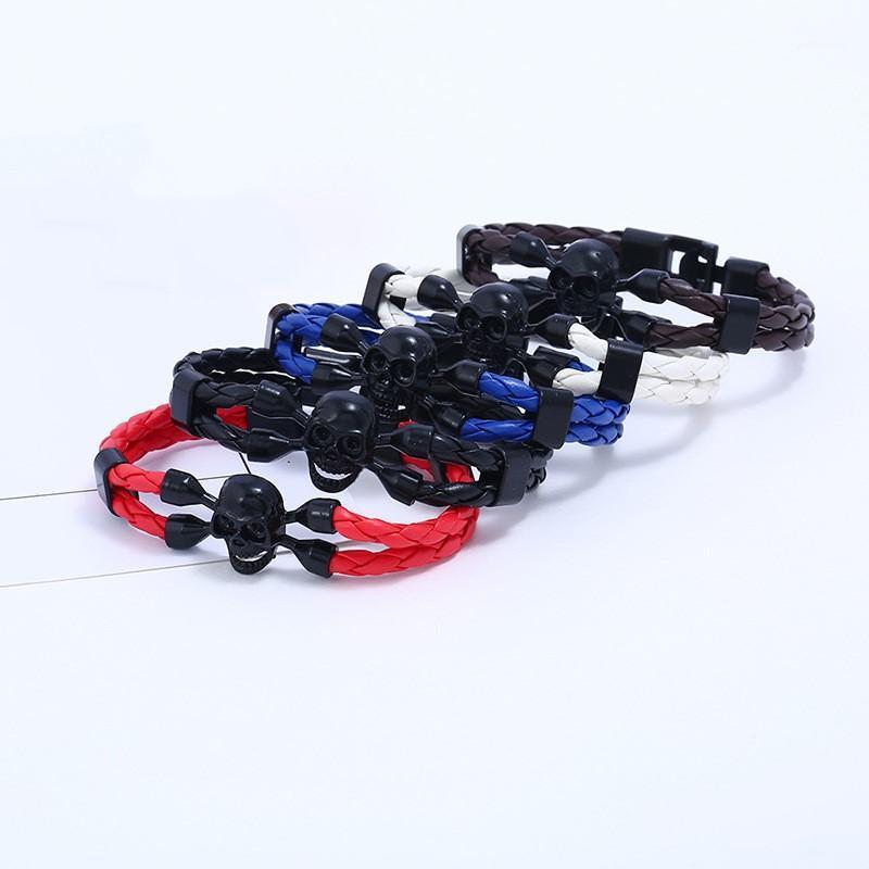 Vintage Black Skull Bracelets Bangles Hand Made Top Quality Length 210mm Leather Bracelet Skeleton Charm Bracelet Men Jewelry1
Vintage Black Skull Bracelets Bangles Hand Made Top Quality Length 210mm Leather Bracelet Skeleton Charm Bracelet Men Jewelry1