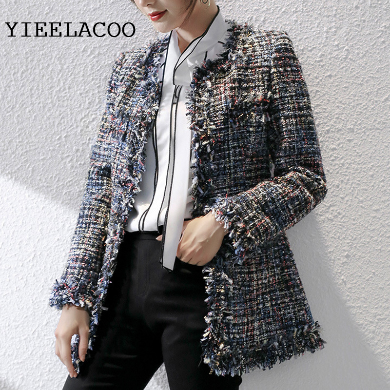 Black Women's Jacket Tweed Holiday Spring/Autumn/Winter Jacketr T Business Classic Ladies One Piece Jacket Coat 201029