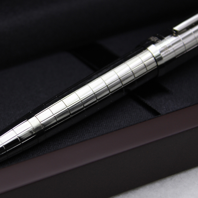 Metal Famous Silver Checkered Ballpoint Pen Without Red Wood Box Writing Supplier Business Office & School