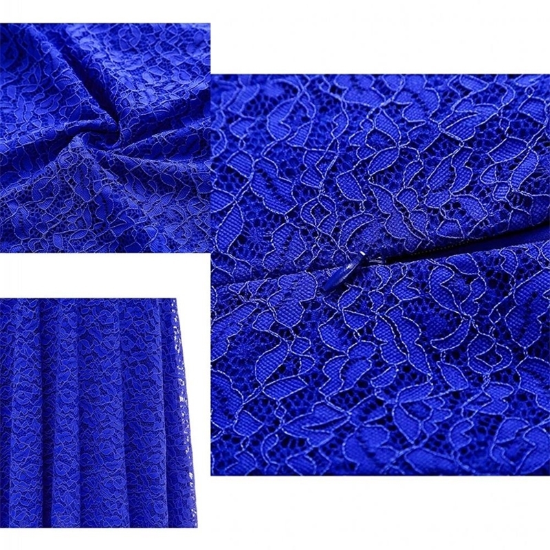 Misshow Evening Dress Elegant Royal Blue Lace Short Formal Gown 2020 A line Scoop Neck Sleeveless robe de soiree LJ201118