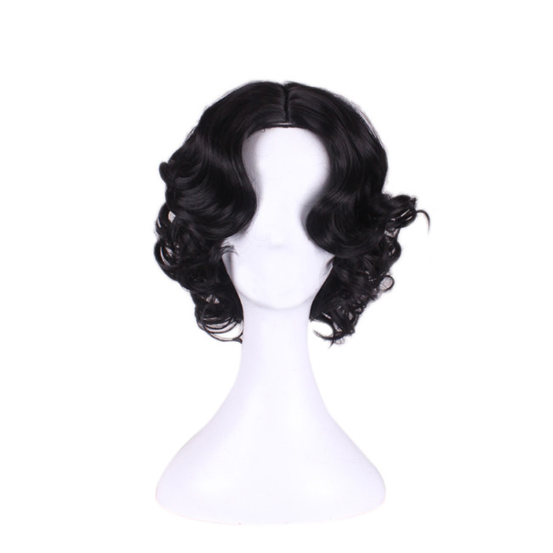 Short Black Wave Middle Part Women's Hair wig for daily life to cosplay