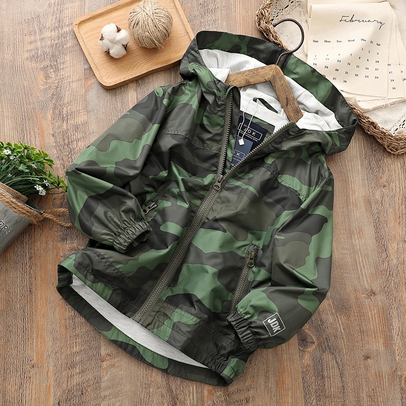 Boys Camouflage Coat Spring Autumn New Children's Casual Loose Hooded Coat Fashion Clothes Jacket For Kids Outwear Outfits 201126