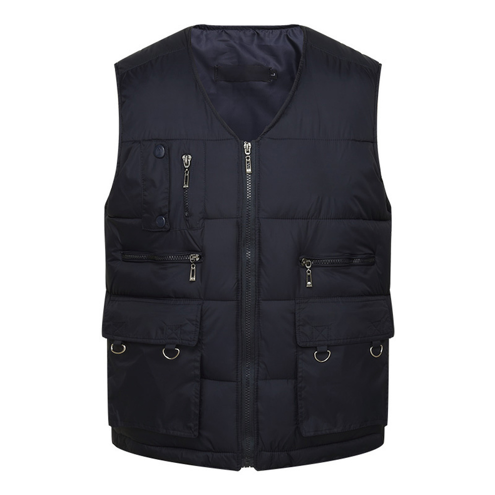 Winter Men Cotton Warm Waistcoat Male Sleeveless Jacket With Many Pockets Vest Casual Baggy Zipper For Man Plus Size Cyl48 201126
