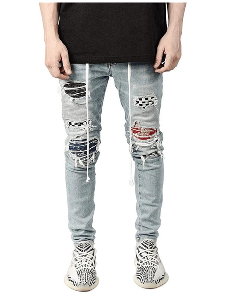 Autumn Europe America New Style High Quality Slim Ripped Jeans Pencil Pants Casual Fashion Patch Plaid Trousers, Black
Autumn Europe America New Style High Quality Slim Ripped Jeans Pencil Pants Casual Fashion Patch Plaid Trousers, Black