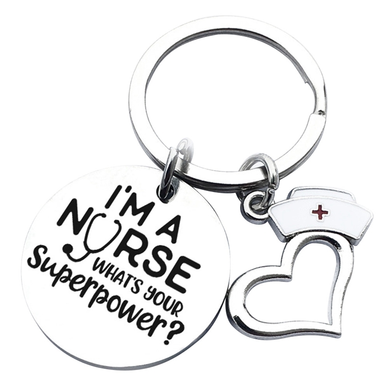 Creative I'm a Stainless Steel Keychain Cute Heart Rn Pendant Keychains Fashion Love Registered Nurse Gift, Silver
Creative I'm a Stainless Steel Keychain Cute Heart Rn Pendant Keychains Fashion Love Registered Nurse Gift, Silver