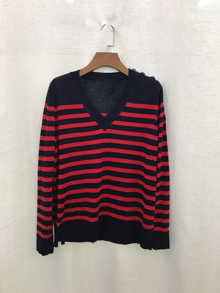 Striped Sweater Women 100% Wool Long Sleeve V-neck Buttons 2021 New Female Top, As pic
Striped Sweater Women 100% Wool Long Sleeve V-neck Buttons 2021 New Female Top, As pic
