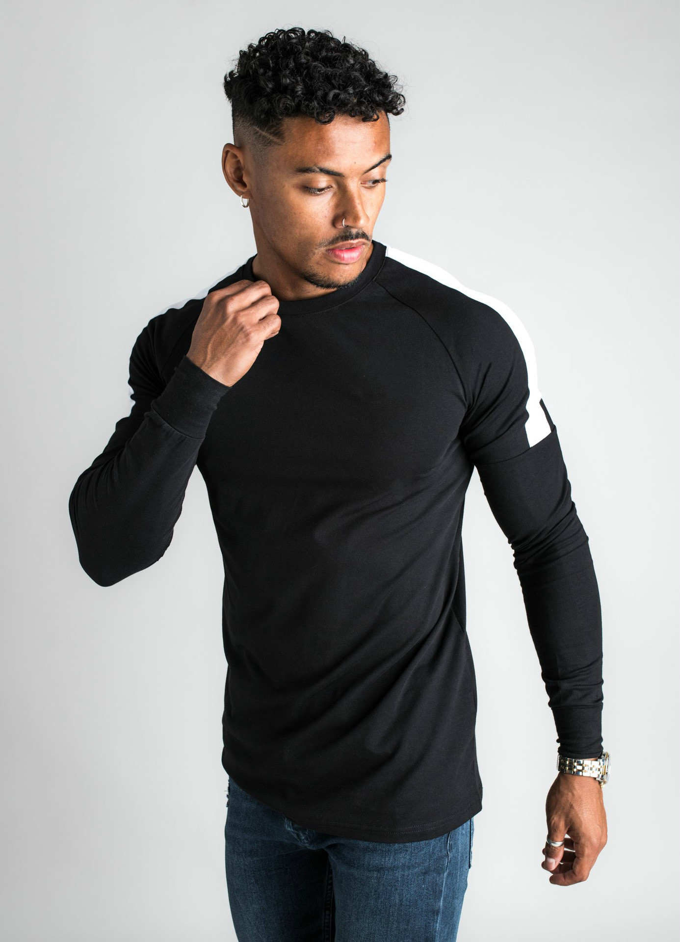 Autumn Men's Long-sleeved T-shirt Fashion Stitching Multi-color Sports Leisure T Shirt Men kg-124, Black
Autumn Men's Long-sleeved T-shirt Fashion Stitching Multi-color Sports Leisure T Shirt Men kg-124, Black