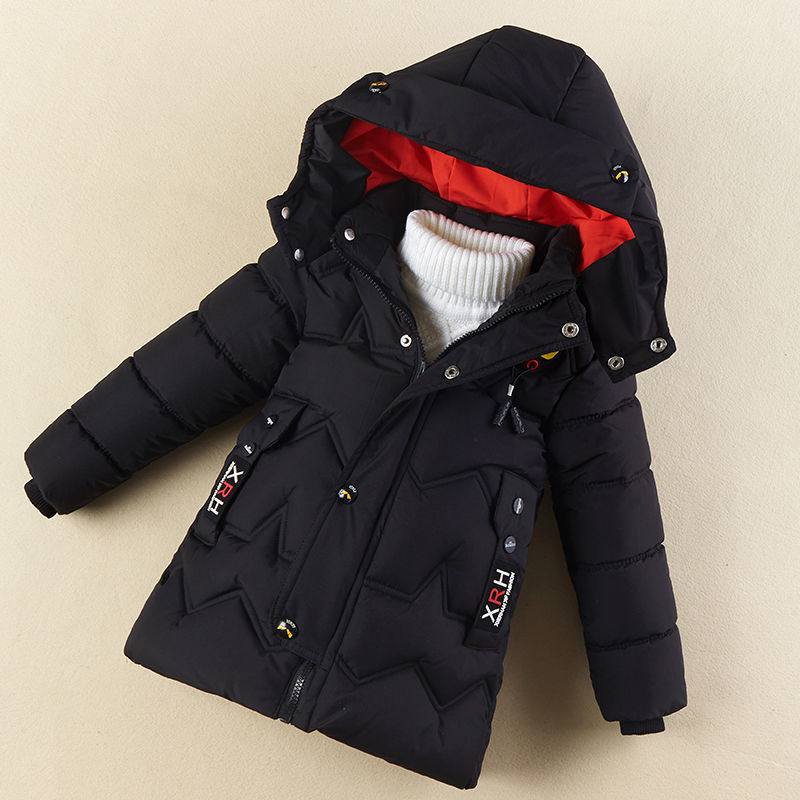 INS HOT Children's padded jacket kid's winter clothes thick handsome mid-length Wavy quilting line kids parka hooded 3 colors 201126