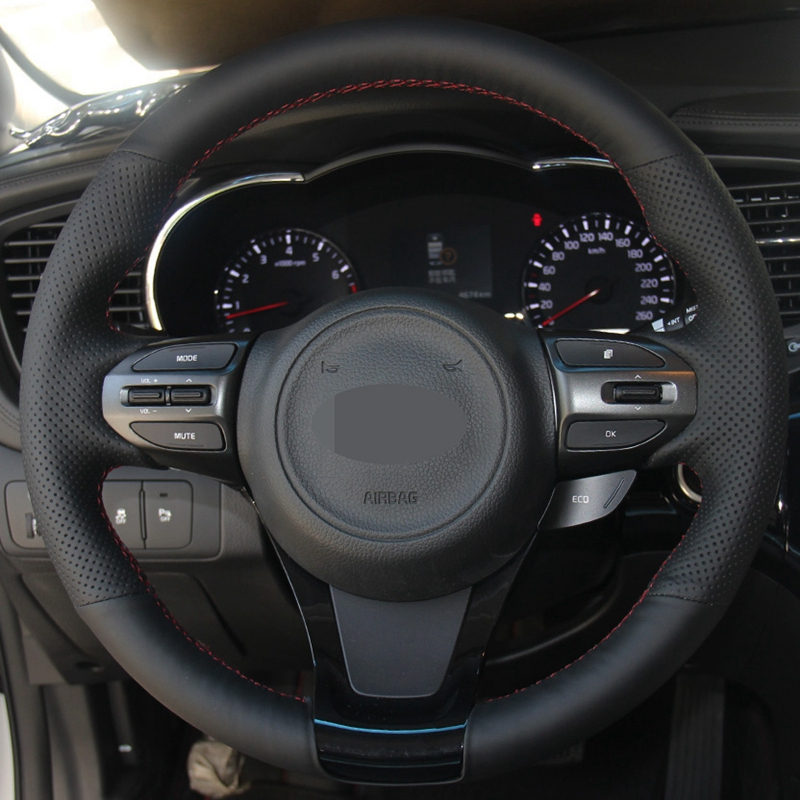 DIY Hand-stitched Black Soft Faux Leather Car Steering Wheel Cover for Kia K5 Optima 2014 2015
DIY Hand-stitched Black Soft Faux Leather Car Steering Wheel Cover for Kia K5 Optima 2014 2015