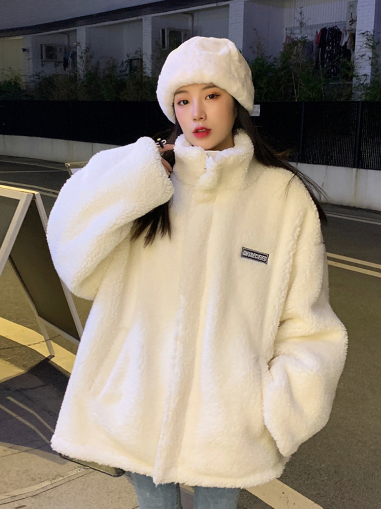 2021 Women's Lamb Coat New Jacket Loose Autumn and Winter on Sides Cotton-quilted Clothes 1K3E, White
2021 Women's Lamb Coat New Jacket Loose Autumn and Winter on Sides Cotton-quilted Clothes 1K3E, White