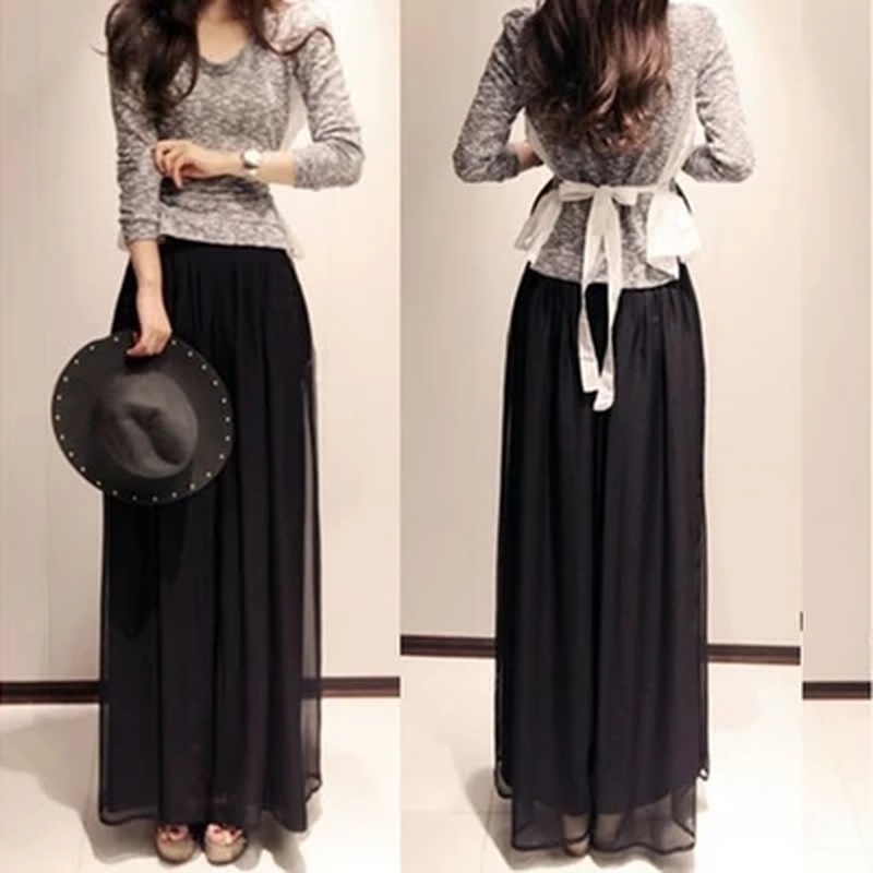 AreMoMuWha Summer New High Waist Chiffon Wide Leg Pants M 5XL Women's Anti-mosquito Pants 100KG Beach Sunscreen Trousers QX511 201228
