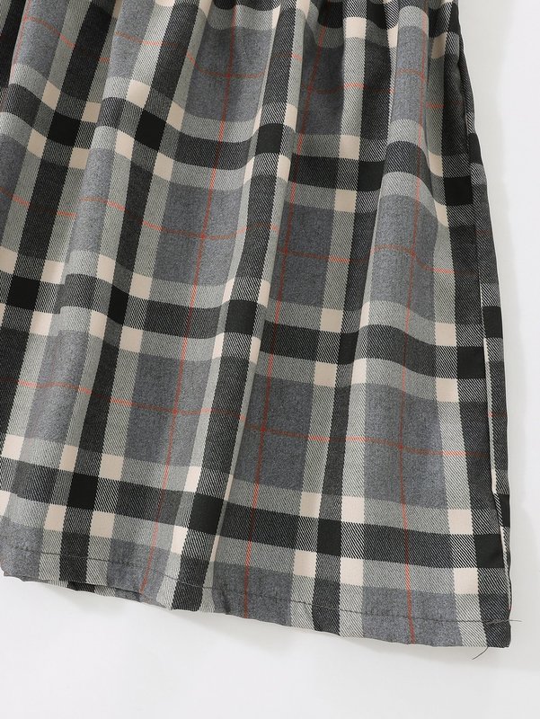 Girls Plaid Print Sleeveless Dress SHE