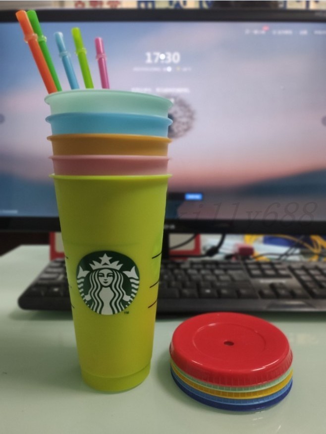 24OZ/710ML Color Change Tumblers Plastic Drinking Juice With Lip Straw Magic Coffee Mug Costom Starbucks color changing plastic cups 5pcs
24OZ/710ML Color Change Tumblers Plastic Drinking Juice With Lip Straw Magic Coffee Mug Costom Starbucks color changing plastic cups 5pcs