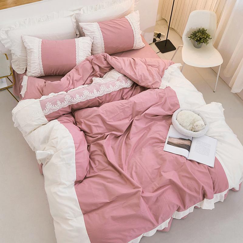 Princess Style Pure Cotton Ruffles Duvet Cover Pillowcases Bed Skirt Pillowcases Bean Paste Pink Yellow Green Full King, Color 1
Princess Style Pure Cotton Ruffles Duvet Cover Pillowcases Bed Skirt Pillowcases Bean Paste Pink Yellow Green Full King, Color 1