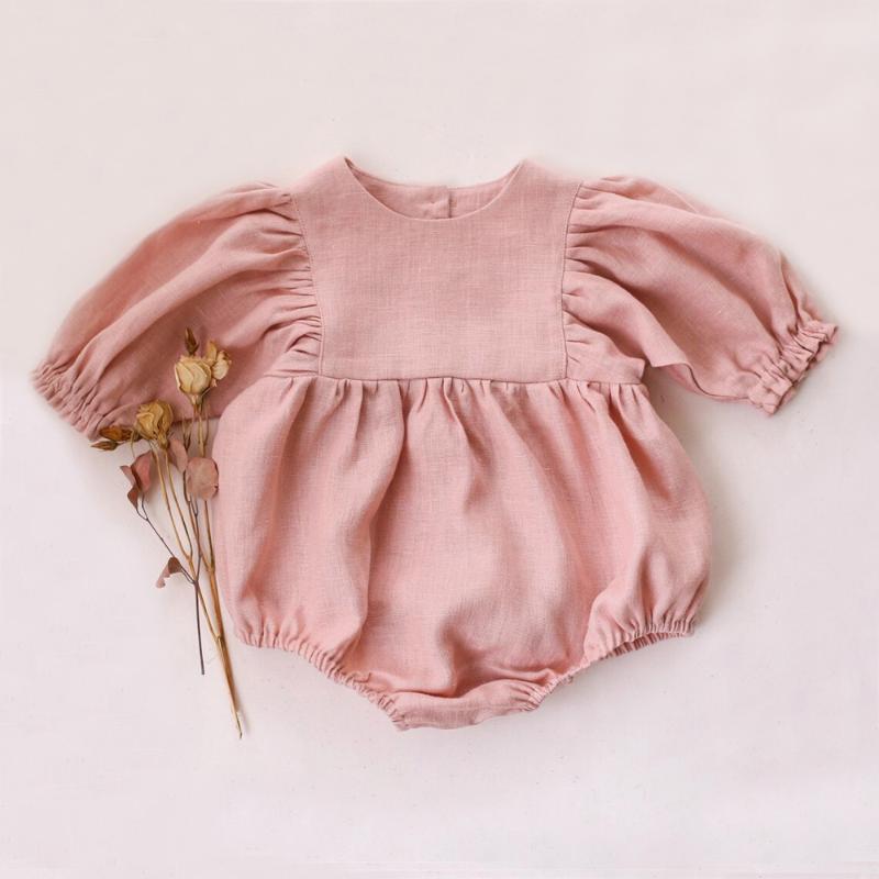 Rompers Fashion Baby Girl Clothes Summer Cotton Linen Cute Toddler Girls Jumpsuit For 0-2Y Clothing, Blue