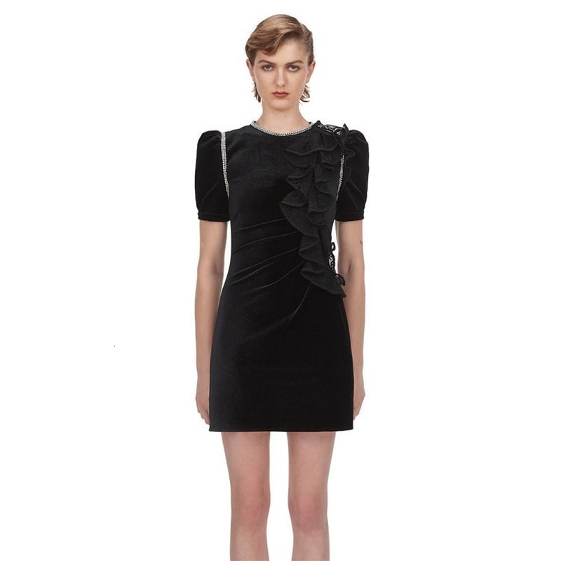 New Self-portrait Mini Velvet Retro Diamonds Frilly Lace Thin Party Dress Designer Elegant Women's Collection Y5sv, Black
New Self-portrait Mini Velvet Retro Diamonds Frilly Lace Thin Party Dress Designer Elegant Women's Collection Y5sv, Black