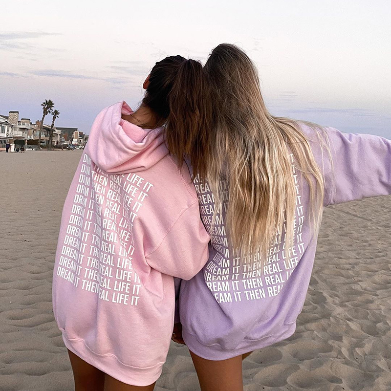 Oversized Pink Hoodie Sweatshirt Women harajuku Autumn Letter Print Casual Long Pullovers y2k Tops Purple Hoodies Sudaderas 201007