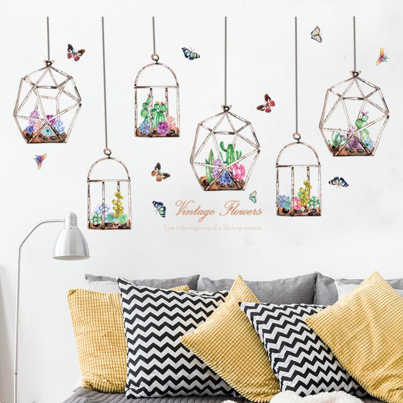 Colorful Flowers Cacti Hanging in the Glass Bottle Wall Stickers Butterfly Stickers for Living Room Bedroom Art Decals Murals
Colorful Flowers Cacti Hanging in the Glass Bottle Wall Stickers Butterfly Stickers for Living Room Bedroom Art Decals Murals