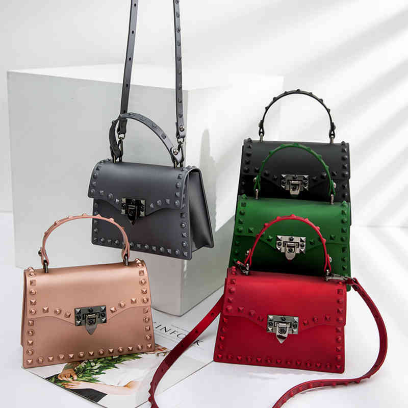 Buyuwant Fashion Scrub Matte Stud Jelly Pack Shoulder Bag Rivet Women Handbag Lady Purse Bm01-Sb-Bdyggd-image