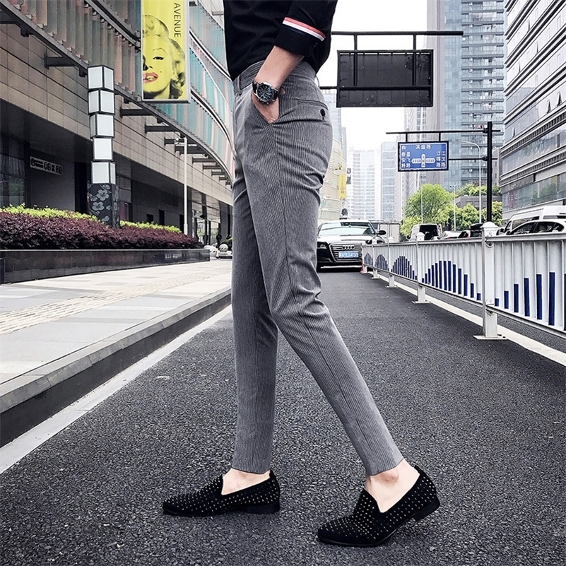 Korean Slim Fit Men Dress Pants Fashion Vertical Stripes Men Suit Pants Streetwear Ankle Length Office Trousers Men Formal 36-28 201106, Beige
Korean Slim Fit Men Dress Pants Fashion Vertical Stripes Men Suit Pants Streetwear Ankle Length Office Trousers Men Formal 36-28 201106, Beige