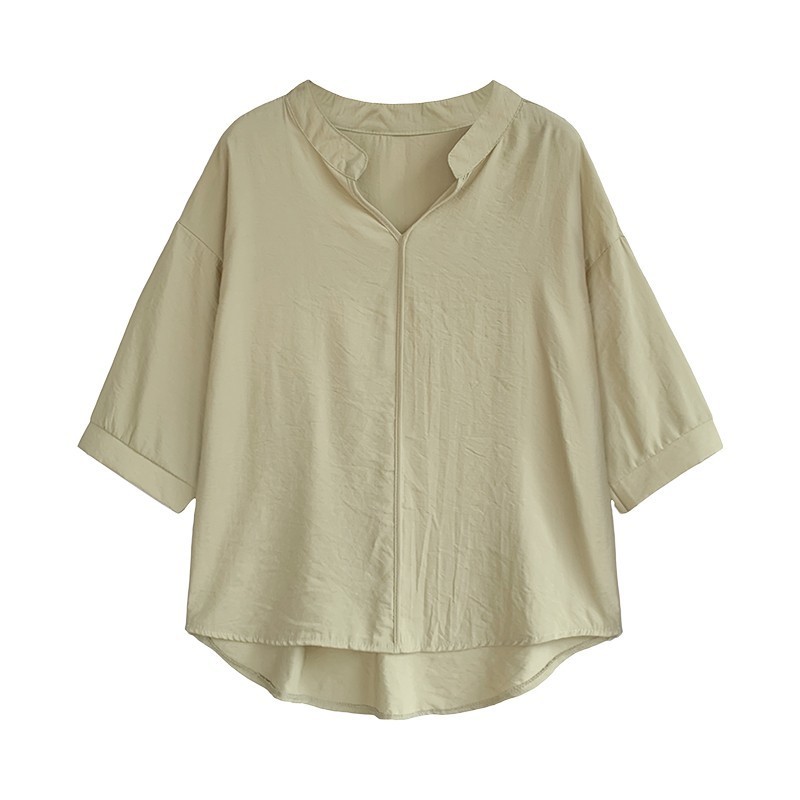NIJIUDING Women Half Sleeve Loose Shirts Shirt OL Clothes Plain Casual Blouse Office Lady Summer Chiffon Shirts blusa feminina 201125
