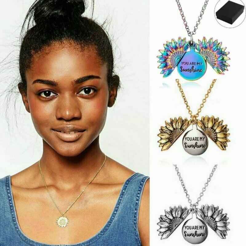 Women Gold Necklace Custom You are my sunshine Open Locket Sunflower Pendant Necklace Valentines Gift 
Women Gold Necklace Custom You are my sunshine Open Locket Sunflower Pendant Necklace Valentines Gift