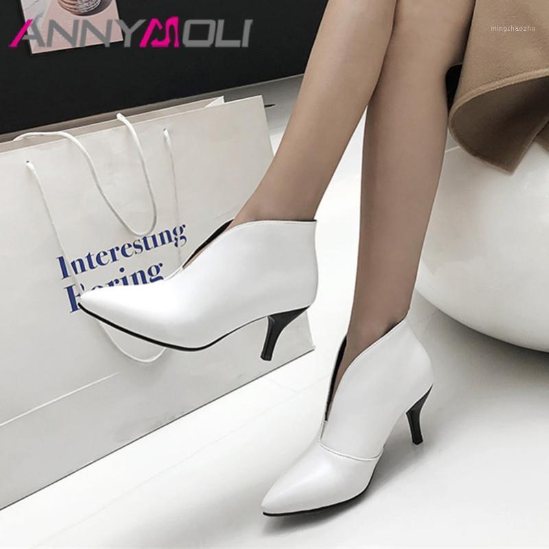 ANNYMOLI Autumn Ankle Boots Women Shoes Fashion Thin High Heel Short Boots Slip on Pointed Toe Shoes Ladies Spring Plus Size 431, Black
ANNYMOLI Autumn Ankle Boots Women Shoes Fashion Thin High Heel Short Boots Slip on Pointed Toe Shoes Ladies Spring Plus Size 431, Black