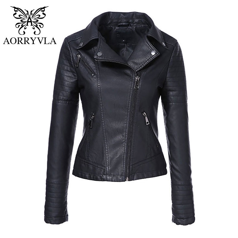 AORRYVLA New Spring Autumn Women's Moto Biker Zipper Jacket Turn Down Collar Black PU Faux Leather Jacket Slim Lady Basic Coat 201029
AORRYVLA New Spring Autumn Women's Moto Biker Zipper Jacket Turn Down Collar Black PU Faux Leather Jacket Slim Lady Basic Coat 201029