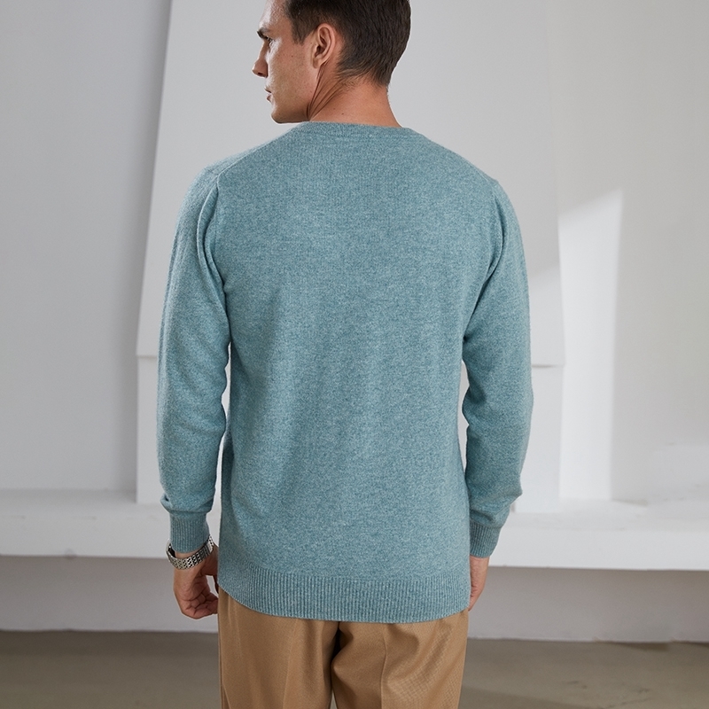 Man Sweater 100% Goat Cashmere Knitted Winter Warm Pullovers Vneck Long Sleeve Standard Sweaters Male Jumper 8Colors Tops 201125