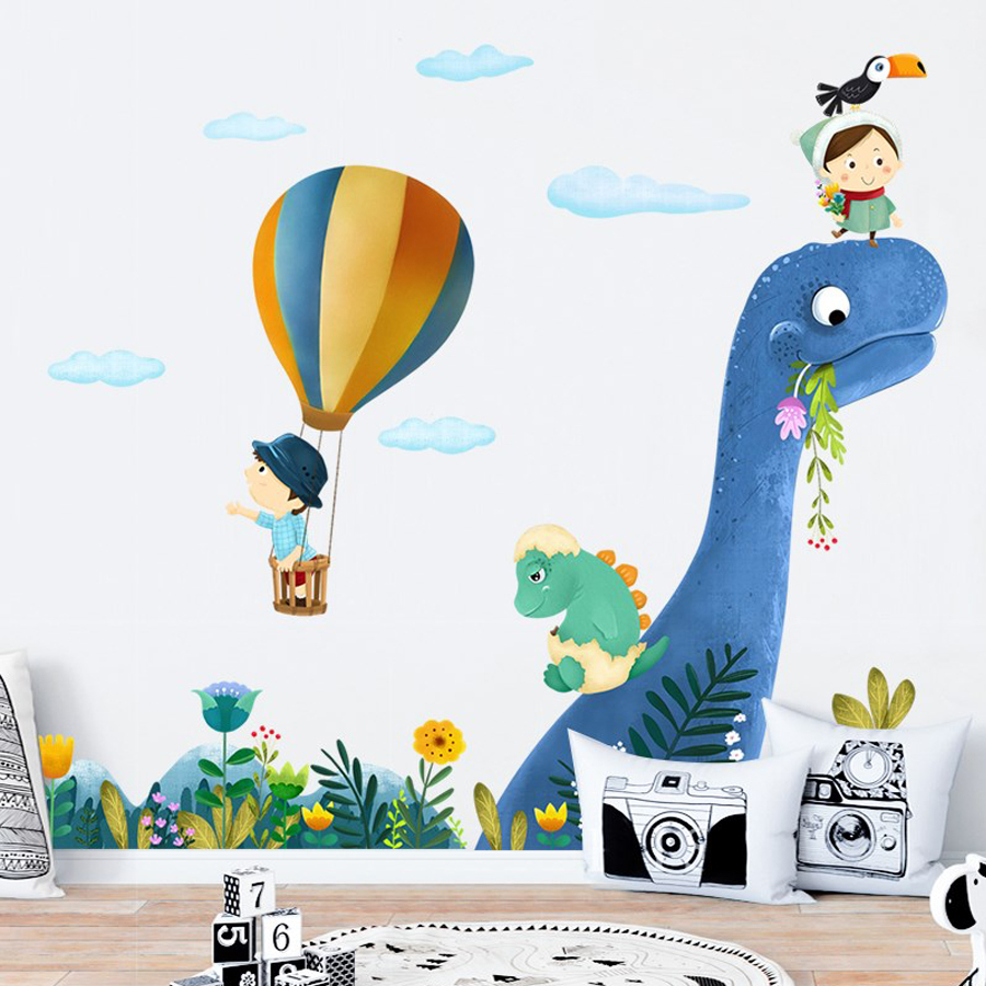 Cartoon Large Dinosaur Wall Stickers For Kids Rooms Home Decor Baby Room Nursery Animal Wall Decal Vinyl Art Poster LJ201128