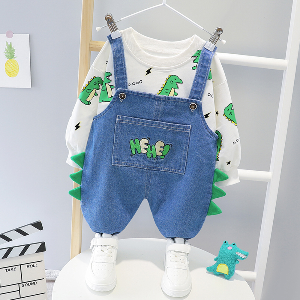 2020 Autumn New Style Children Dinosaur Suspender Strap Set Baby Set Korean-style Cute Childrenswear 1-3-Year-Old Member on BehaX1019
