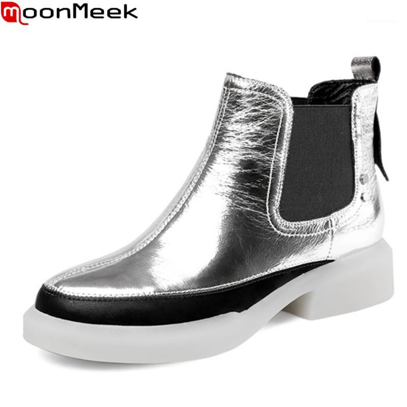 MoonMeek 2020 Genuine leather boots comfortable low heel round toe ladies shoes winter mixed colors ankle boots for woman1, Silver
MoonMeek 2020 Genuine leather boots comfortable low heel round toe ladies shoes winter mixed colors ankle boots for woman1, Silver