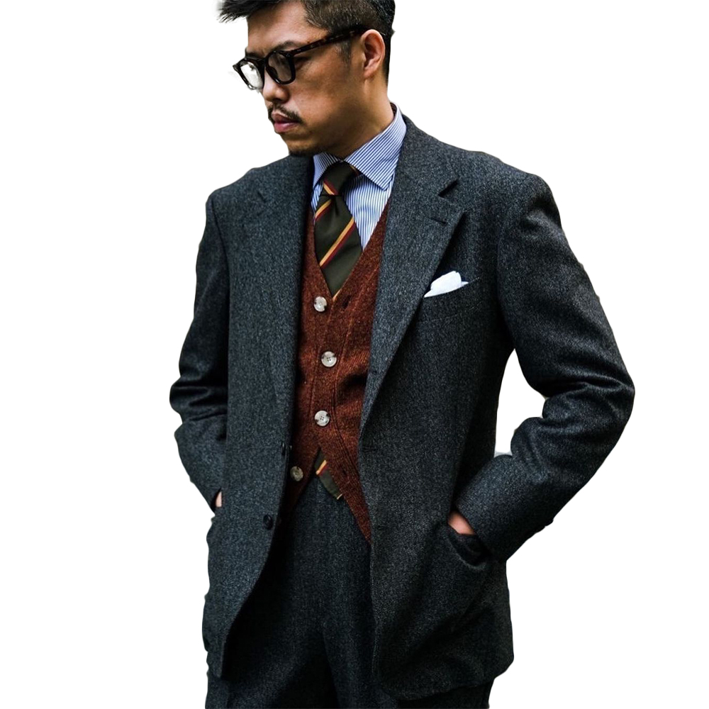 The latest ButtonTrench Coat Woolen Coat Two-Pieces Jacket And Pants Tuxedo Shawl Lapel Slim Formal Party Dance Suit Custom