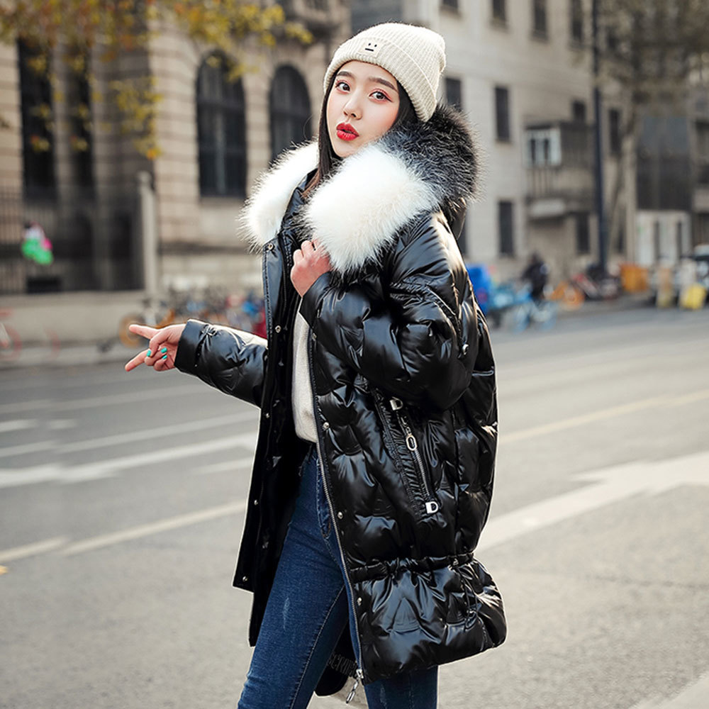 PinkyIsBlack Fashion Winter Coat Jacket Women's Hooded Warm Parkas High Quality Glossy Female Long Winter Collection Jacket 201217