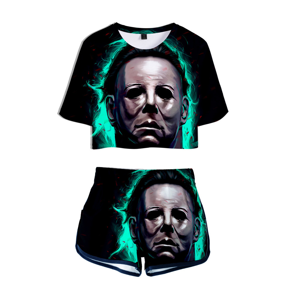 Movie Halloween Michael Myers 3D printed Sexy 2 Piece Set Women Conjunto Feminino Women Crop Top And Shorts Set Two Piece Outfits, Gray
Movie Halloween Michael Myers 3D printed Sexy 2 Piece Set Women Conjunto Feminino Women Crop Top And Shorts Set Two Piece Outfits, Gray