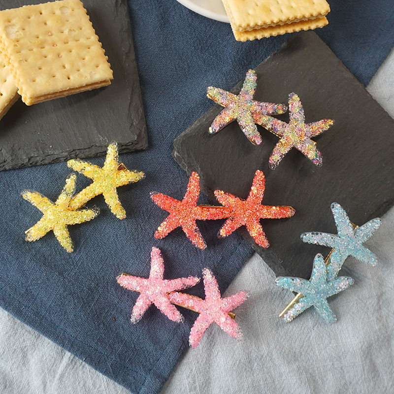 Sweet Romantic Barrette Crystal Starfish Hairclip Department Rhinestone Bangs Clip Hairpin Side Hair Accessorie 7 colors
