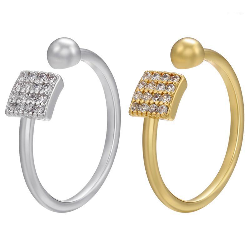 Cluster Rings ZHUKOU Gold Silver Color Square Round Open Ring For Women Cubic Zirconia Creative Simple Trend Jewelry Wholesale VJ255 
Cluster Rings ZHUKOU Gold Silver Color Square Round Open Ring For Women Cubic Zirconia Creative Simple Trend Jewelry Wholesale VJ255