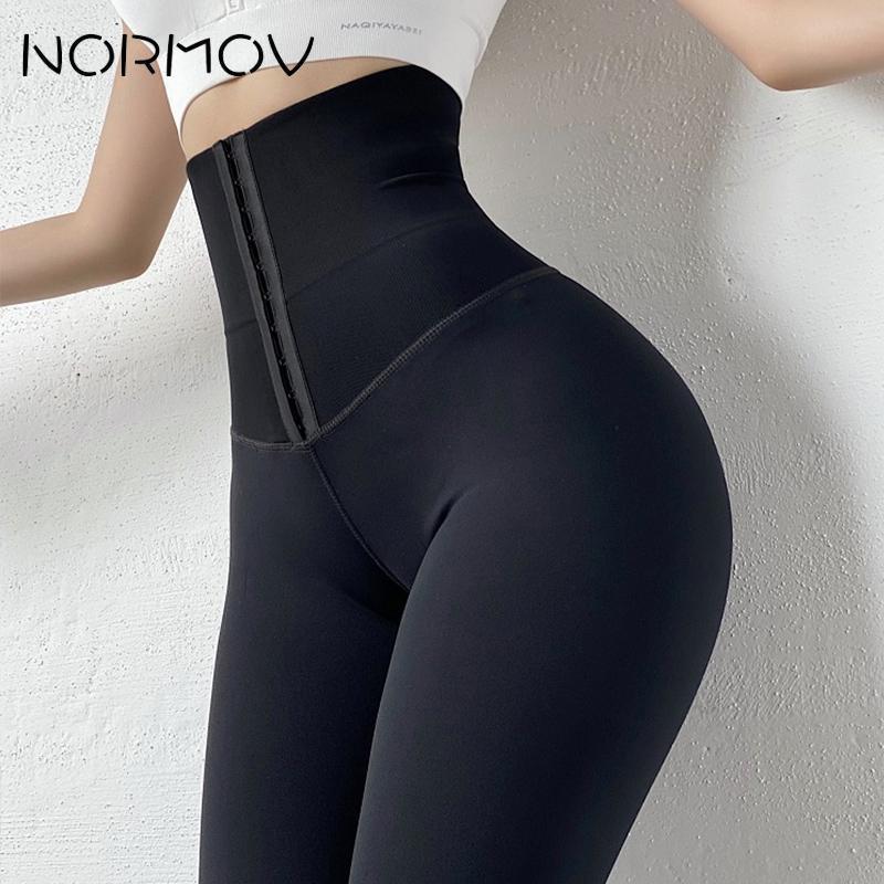 NORMOV High Waist Yoga Leggings Fitness Stretchy Sport Leggings Sports Gym Leggings Push Up Women Tights Yoga Pants Hot Solid 201202