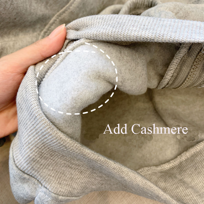 Women Plus Cashmere Zipper Jackets Autumn Winter Female Fashion Korean Long Sleeve Loose Warm Coat 201019