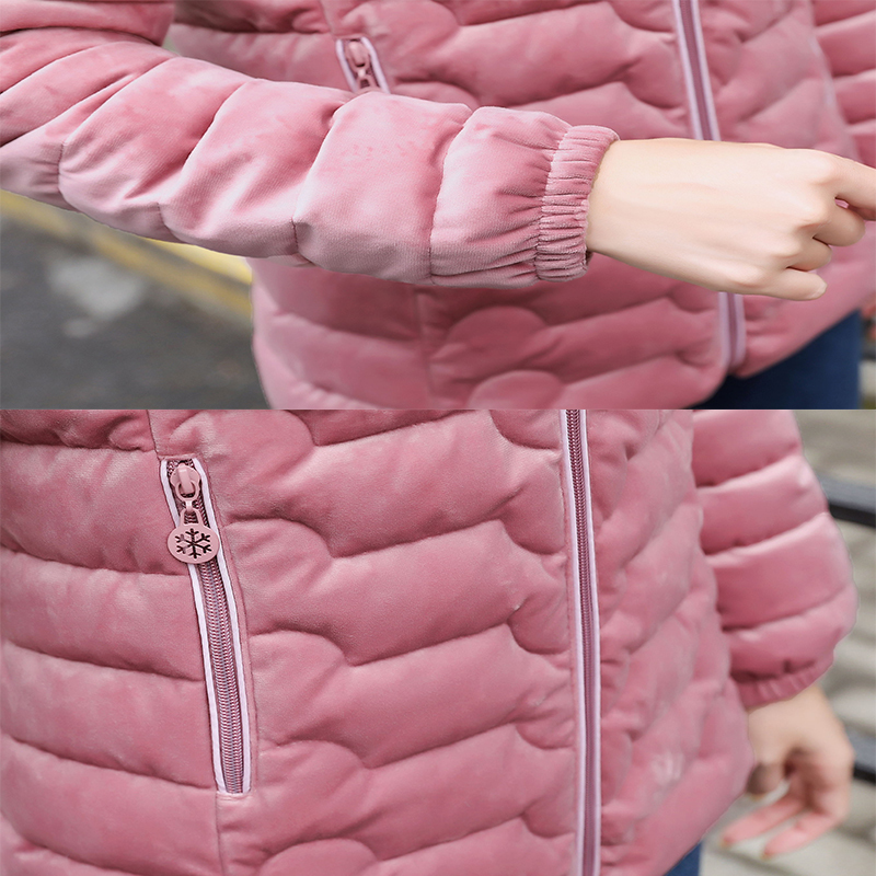 European Fashion Winter Corduroy Basic Coat female Big Fur Winter Jacket Women Hooded Warm Outwear Velvet Down Parkas 201019