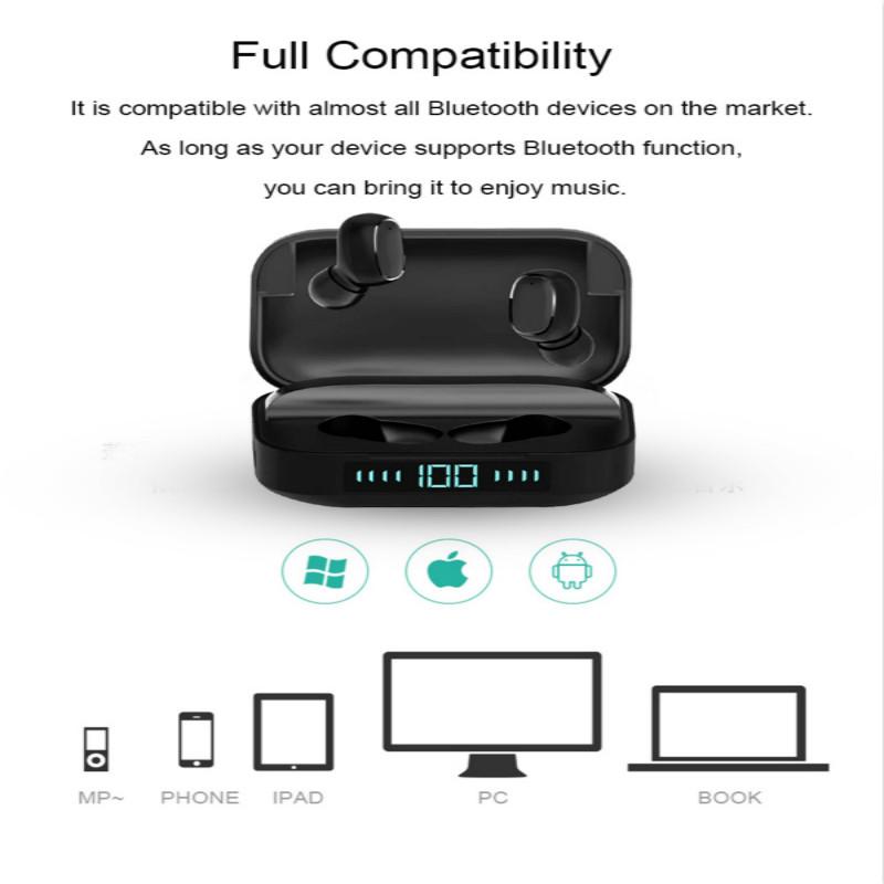 Wireless Bluetooth 5.0 headset TWS headset earplugs in-ear stereo portable charging box with microphone, White
Wireless Bluetooth 5.0 headset TWS headset earplugs in-ear stereo portable charging box with microphone, White