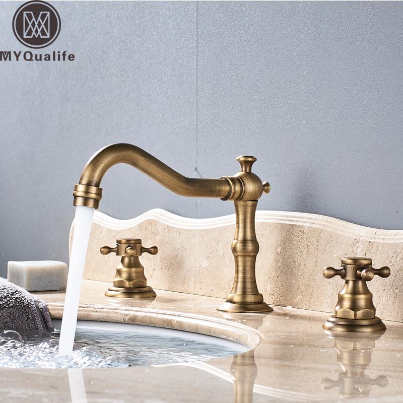 Antique Brass Deck Mounted Basin Faucet Widespread Bathroom Sink Washing Tap Dual Handle 3 Holes Basin Mixer Tap
Antique Brass Deck Mounted Basin Faucet Widespread Bathroom Sink Washing Tap Dual Handle 3 Holes Basin Mixer Tap