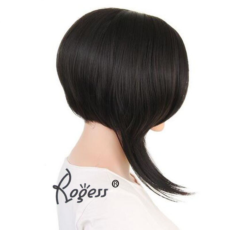 Beautiful Short Straight Hair Cosplay Wig Black Halloween Heat Resistant Fashion Women Synthetic Free Wig Cap
