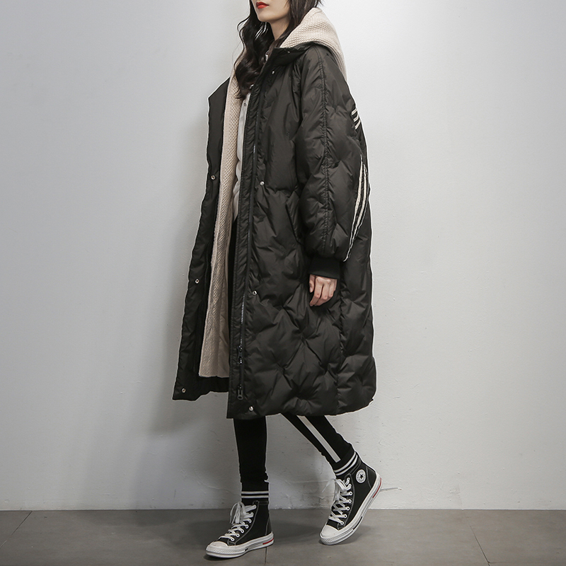 Black Hooded Warm Down Coat Women Long Jacket New Winter Loose Down Jackets Female Overcoat Fashion Thick Parkas Lady Outwears 200923wtt
