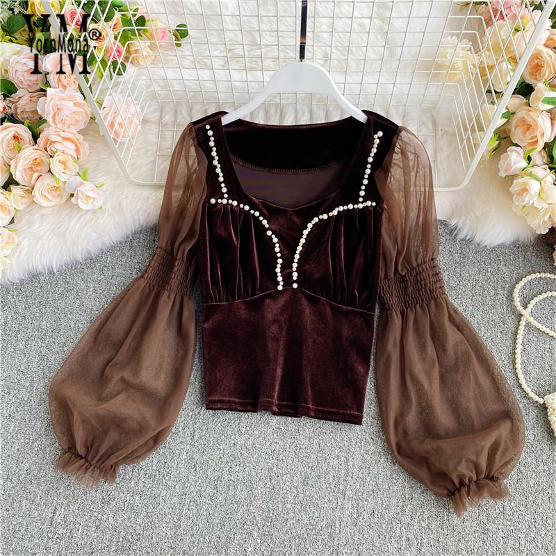 YornMona Europe Fashion Vintage Gothic Blouse Shirt Mesh Long Lantern Sleeve Beading Corduroy Blouse Ladies Crop Tops Streetwear, Brown
YornMona Europe Fashion Vintage Gothic Blouse Shirt Mesh Long Lantern Sleeve Beading Corduroy Blouse Ladies Crop Tops Streetwear, Brown