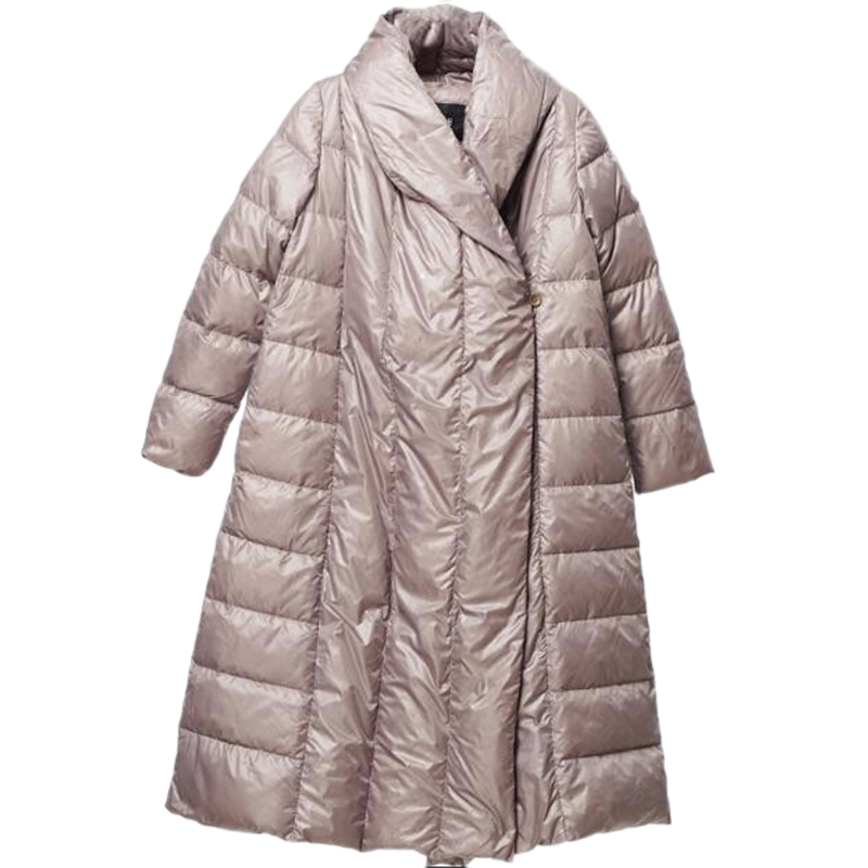 2020 winter new women's 90% white duck down novel style light ultra-long down jacket large size S- LJ201127