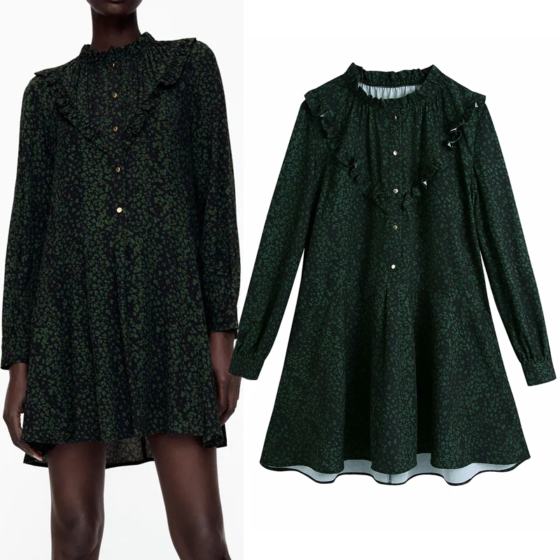 2021 New Green Printed Mini Women High Neck Long Sleeve Ruffle Short Dress Woman Autumn Winter Button Loose Casual Dresses 5xnf
2021 New Green Printed Mini Women High Neck Long Sleeve Ruffle Short Dress Woman Autumn Winter Button Loose Casual Dresses 5xnf